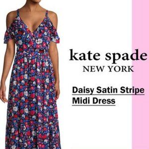 NEW KATE SPADE DAISY SATIN STRIPE MIDI DRESS!